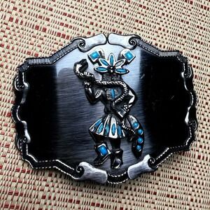 1977 Authentic Vintage Sterling Silver Kachina Snake Tribal Belt Buckle